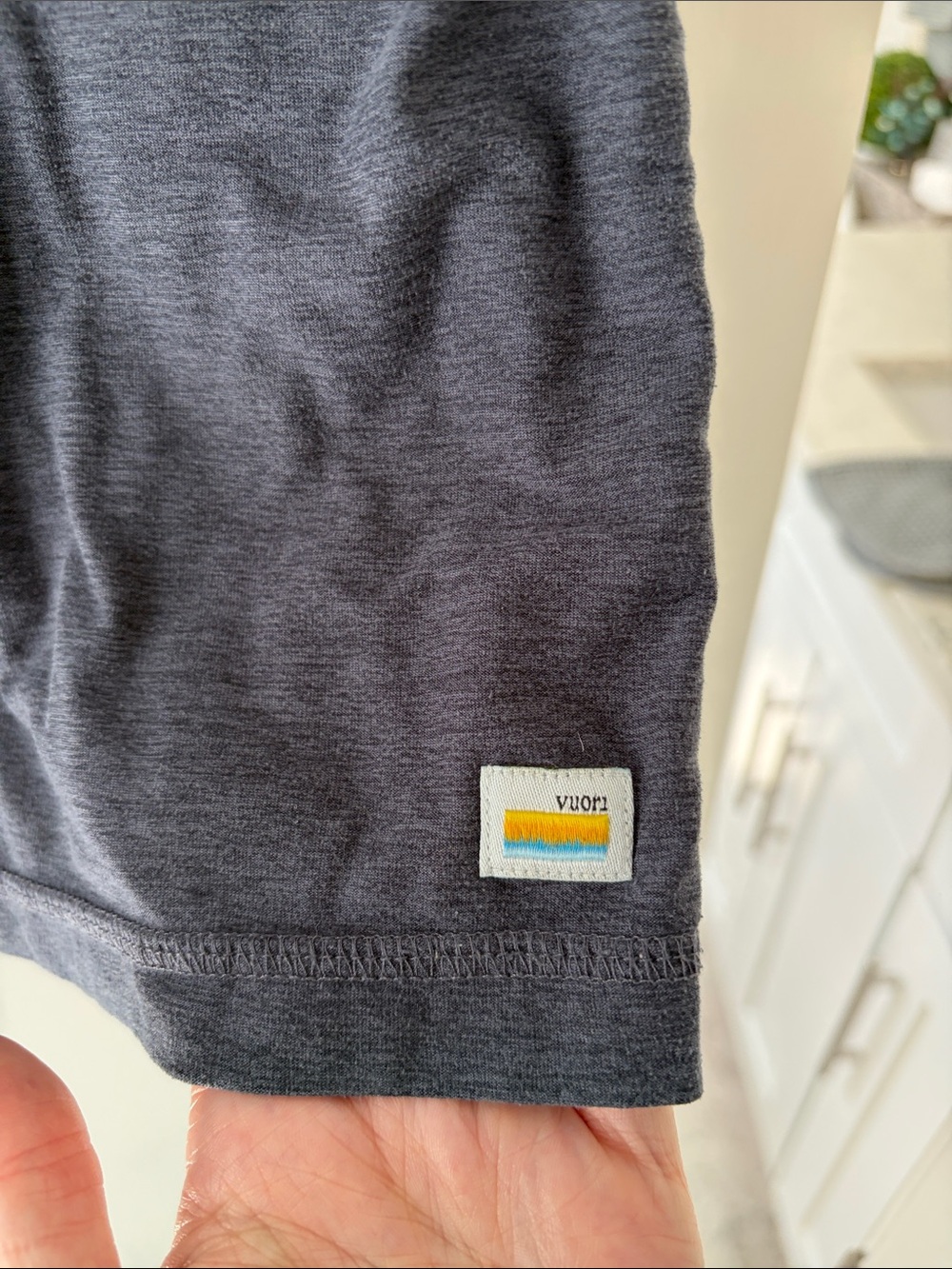 Vuori Short Sleeve Crew Tee in Heather Navy Blue - Picture 2 of 3